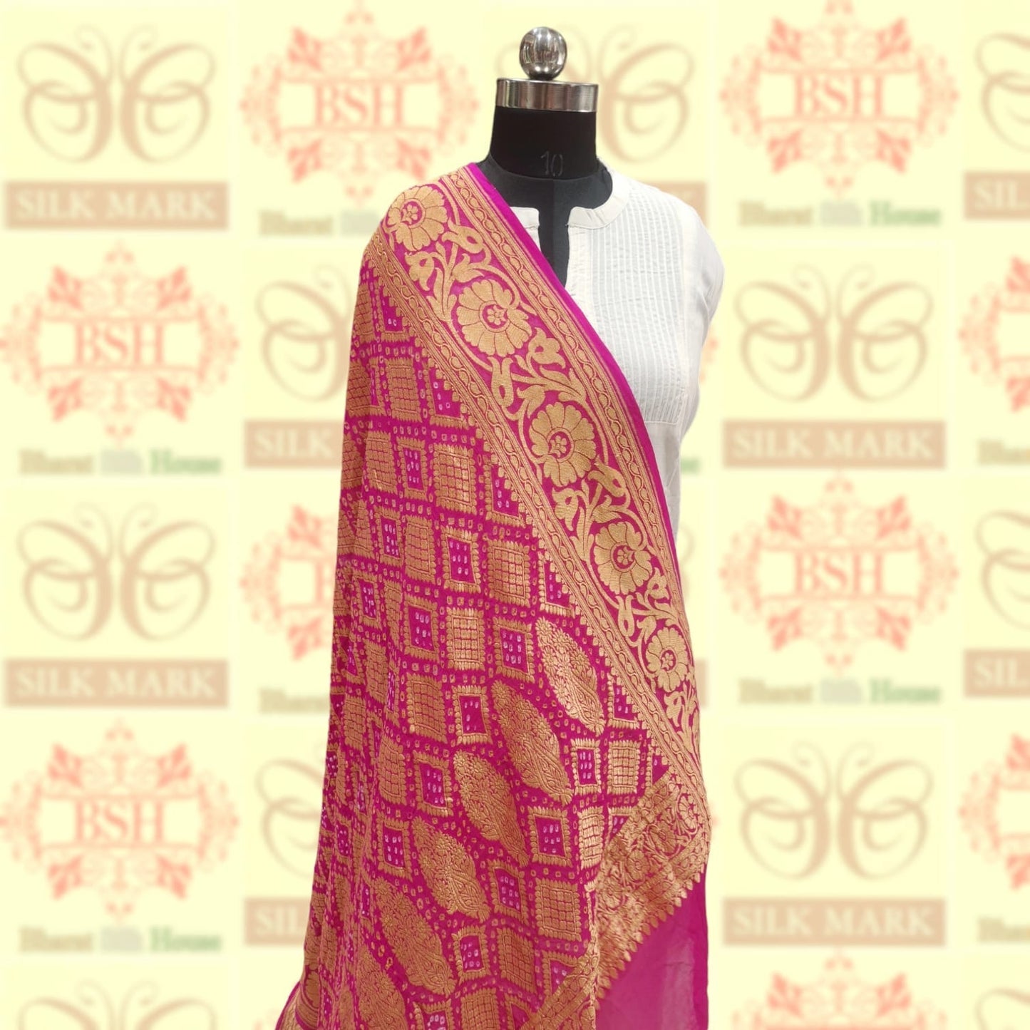 Deep Rani Georgette Banarasi Handloom Bandhani Dupatta - Bharat Silk House