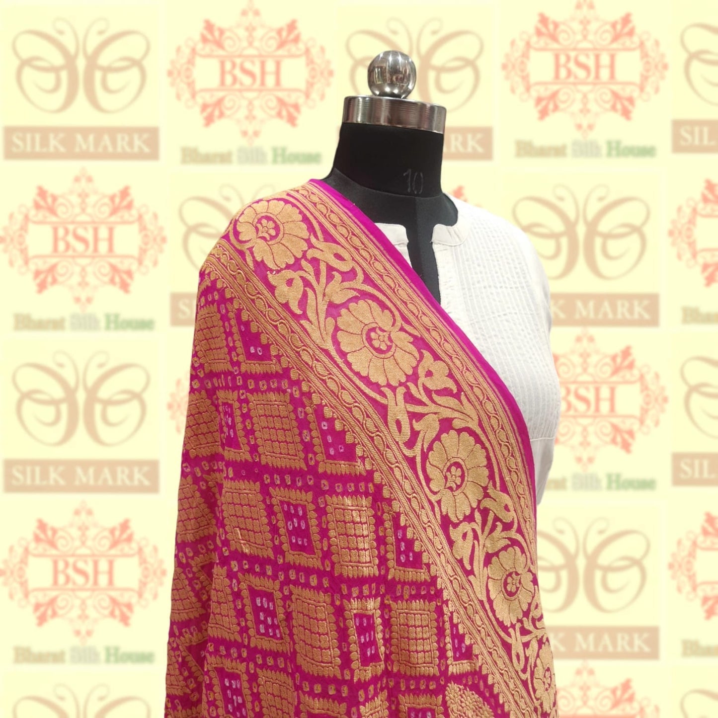 Deep Rani Georgette Banarasi Handloom Bandhani Dupatta - Bharat Silk House