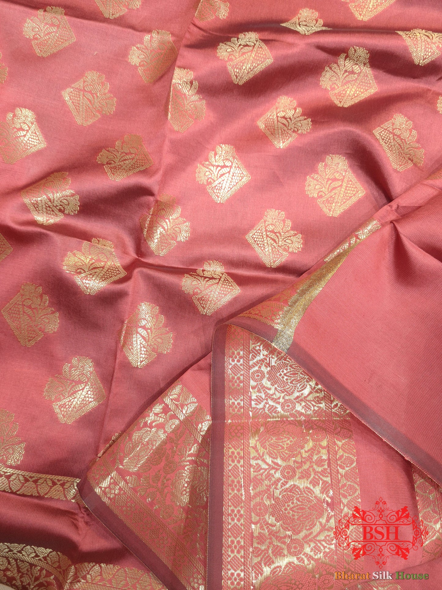 Fire Brick Shades Of Red Banarasi Semi Silk Dupatta - Bharat Silk House