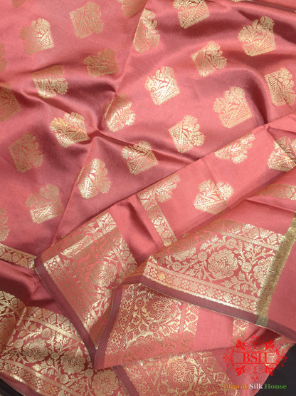 Fire Brick Shades Of Red Banarasi Semi Silk Dupatta - Bharat Silk House