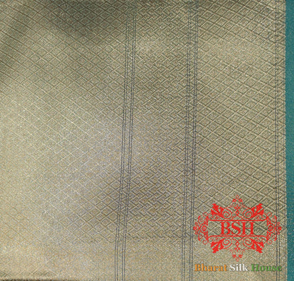 Firozi Color Glass Tissue Silk Saree - Bharat Silk House