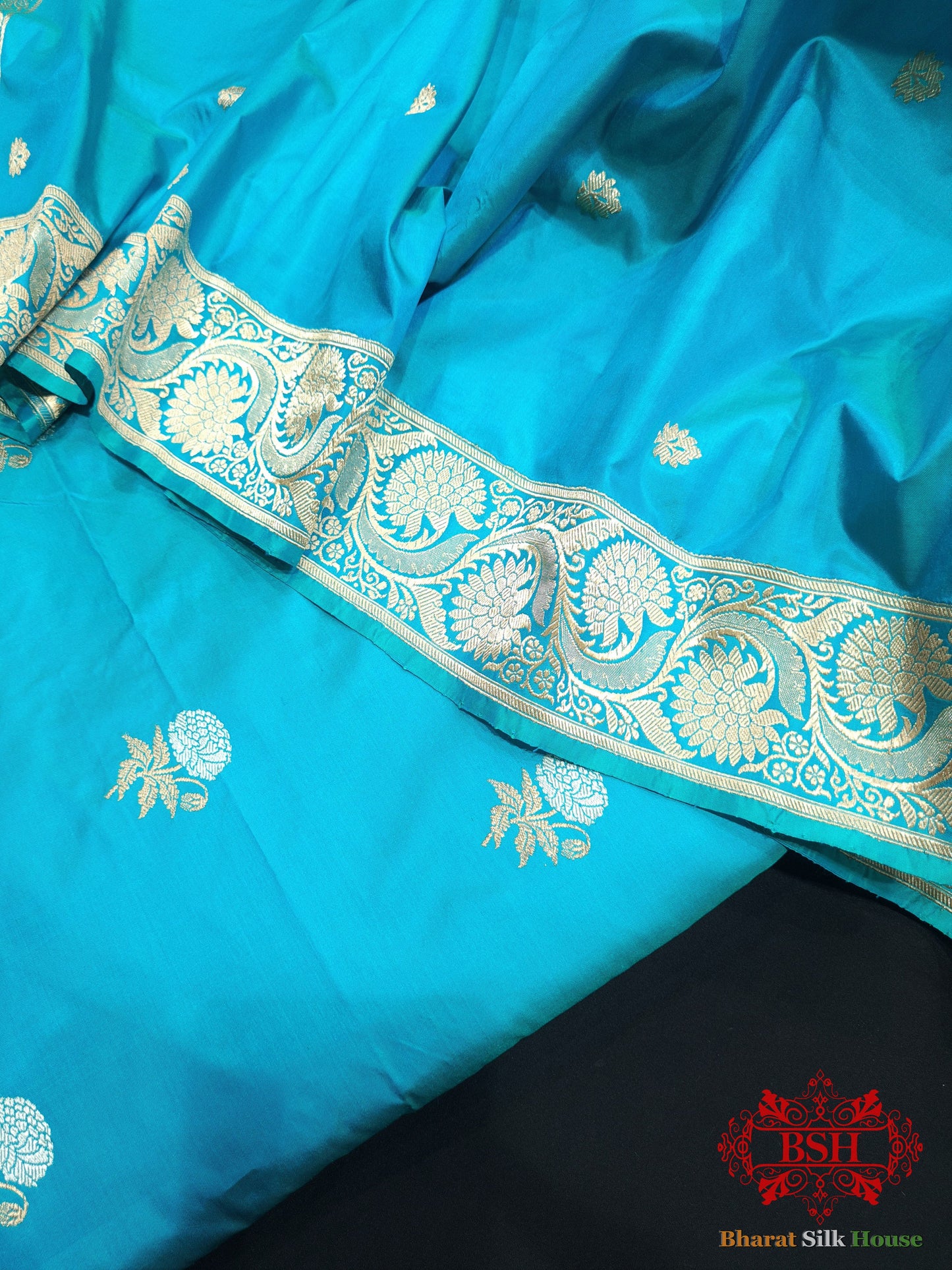 Firozi Handloom Banarasi Silk Suit Piece - Bharat Silk House