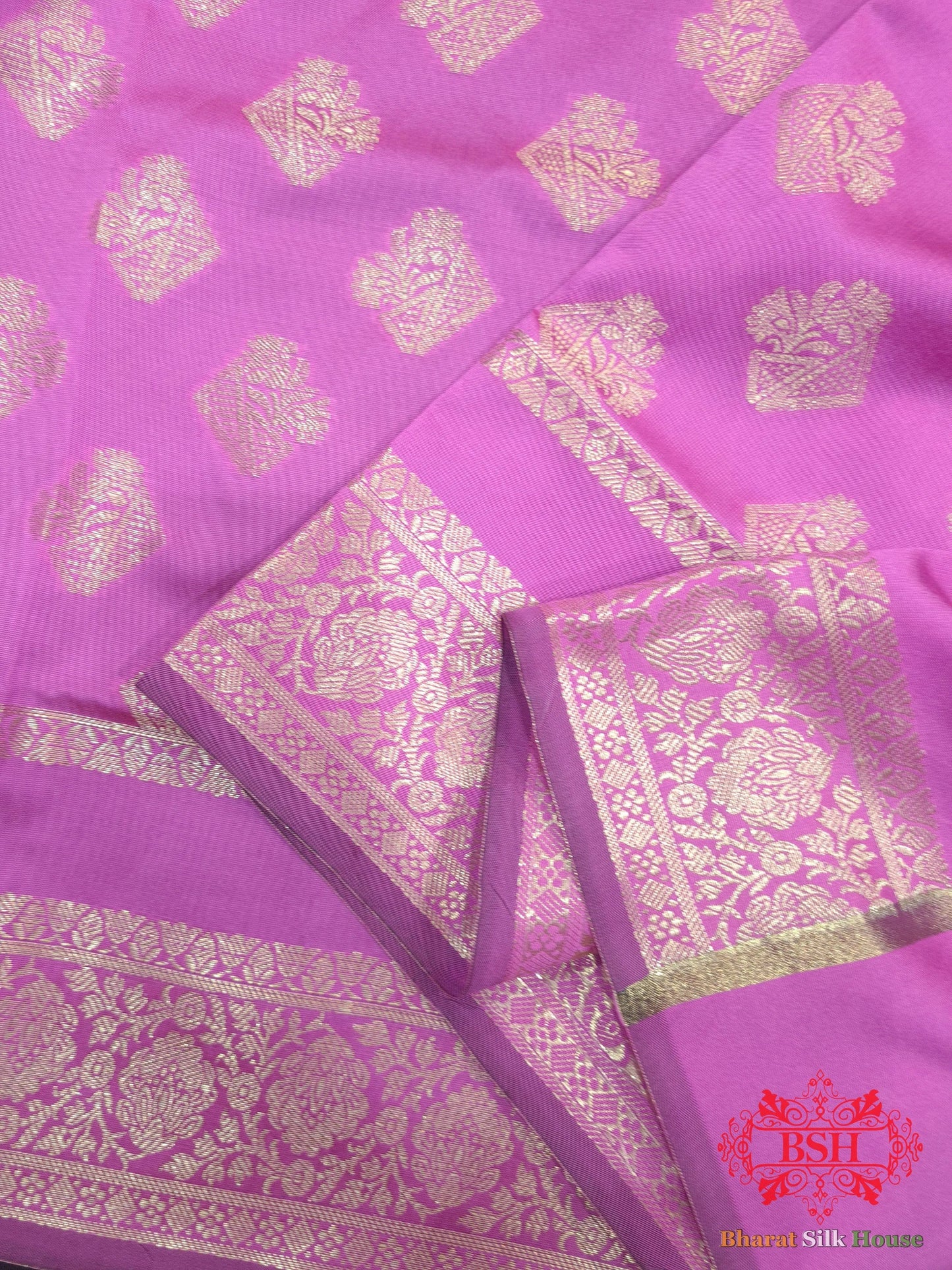 Fuchsia Shades Of Pink Banarasi Semi Silk Dupatta - Bharat Silk House