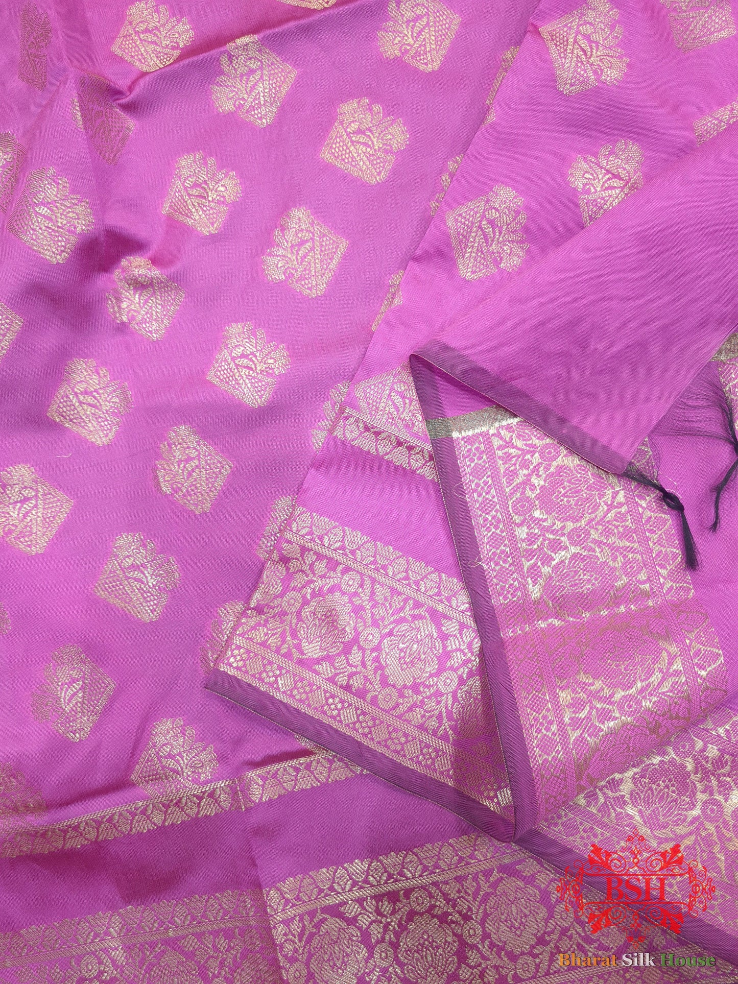 Fuchsia Shades Of Pink Banarasi Semi Silk Dupatta - Bharat Silk House