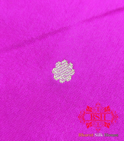 Fuscia Pink Pure Katan Silk Banarasi Handloom Saree - Bharat Silk House