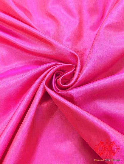 Fuscia Pink Pure Katan Silk Banarasi Handloom Saree - Bharat Silk House