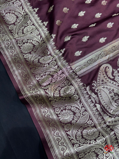 Garnet Mashru Silk All Over Booti With Jaal Blouse Design Saree - Bharat Silk House Mashroo Silk