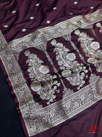 Garnet Mashru Silk All Over Booti With Jaal Blouse Design Saree - Bharat Silk House Mashroo Silk