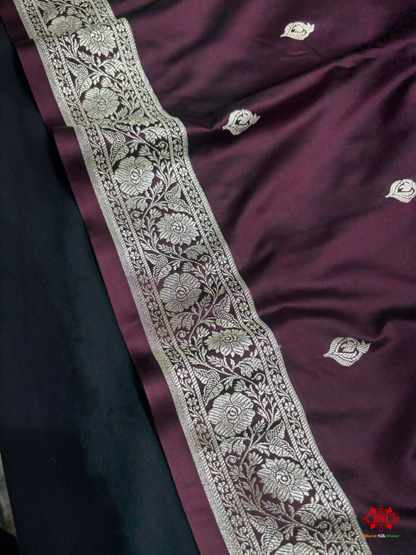 Garnet Mashru Silk All Over Booti With Jaal Blouse Design Saree - Bharat Silk House Mashroo Silk