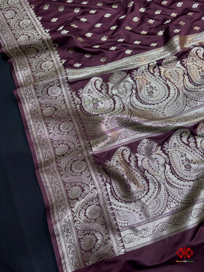 Garnet Mashru Silk All Over Booti With Jaal Blouse Design Saree - Bharat Silk House Mashroo Silk