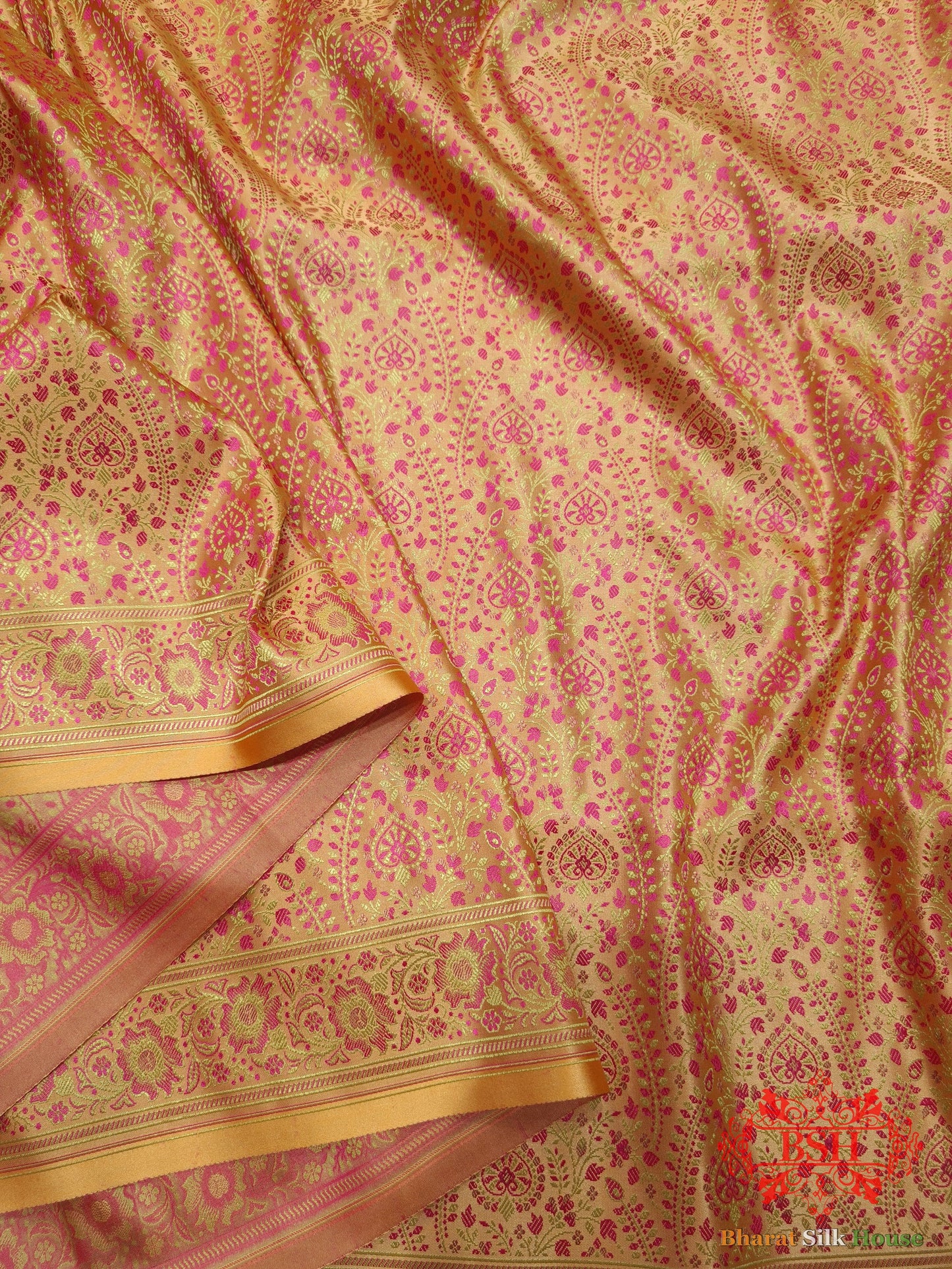 Gazari Dohri Resham Booti Tanchoi Silk Saree - Bharat Silk House