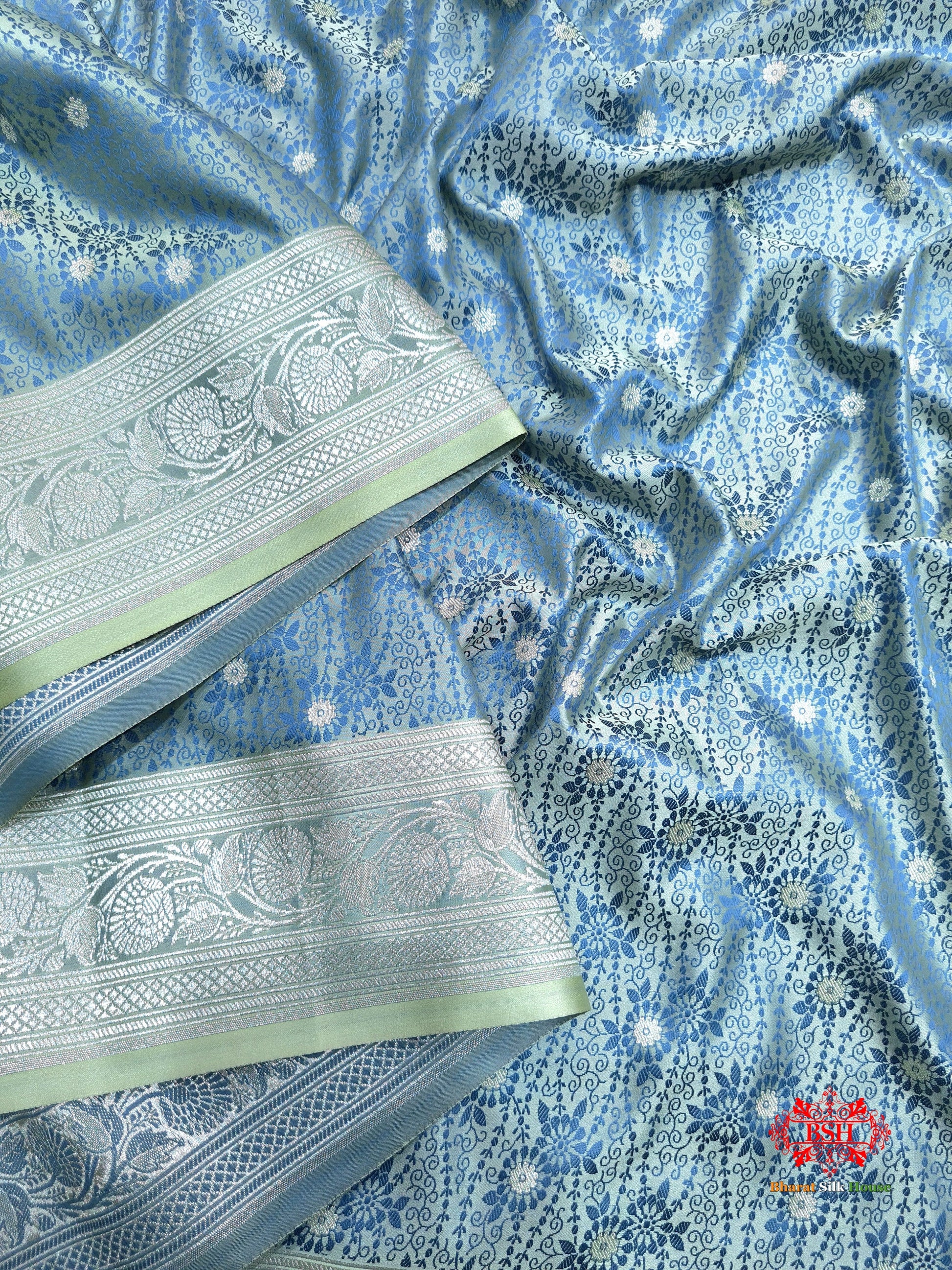 Gray Single Zari Tanchoi Silk Saree - Bharat Silk House