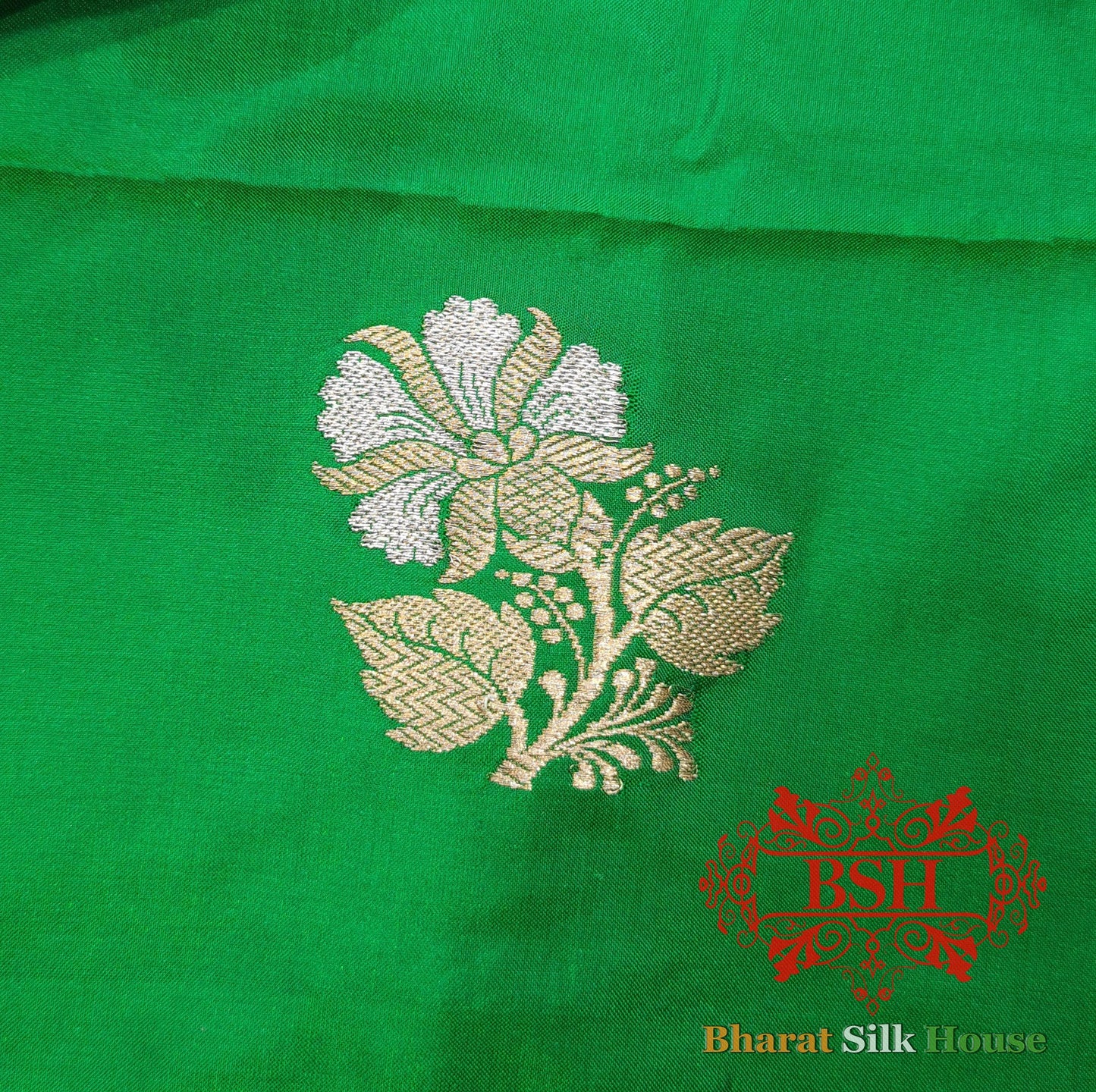 Green Handloom Banarasi Silk Suit Piece - Bharat Silk House