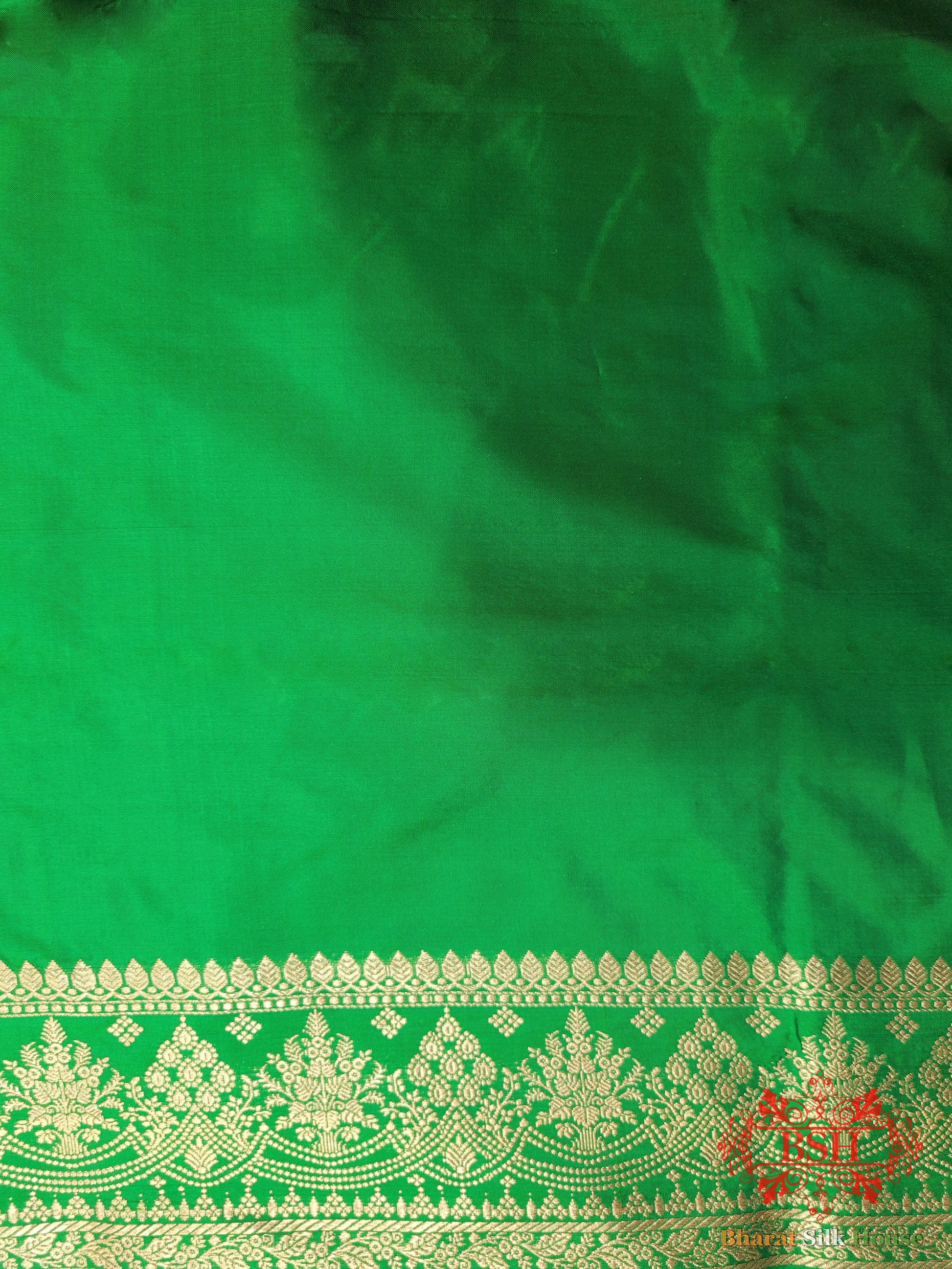 Green Handloom Banarasi Silk Suit Piece - Bharat Silk House