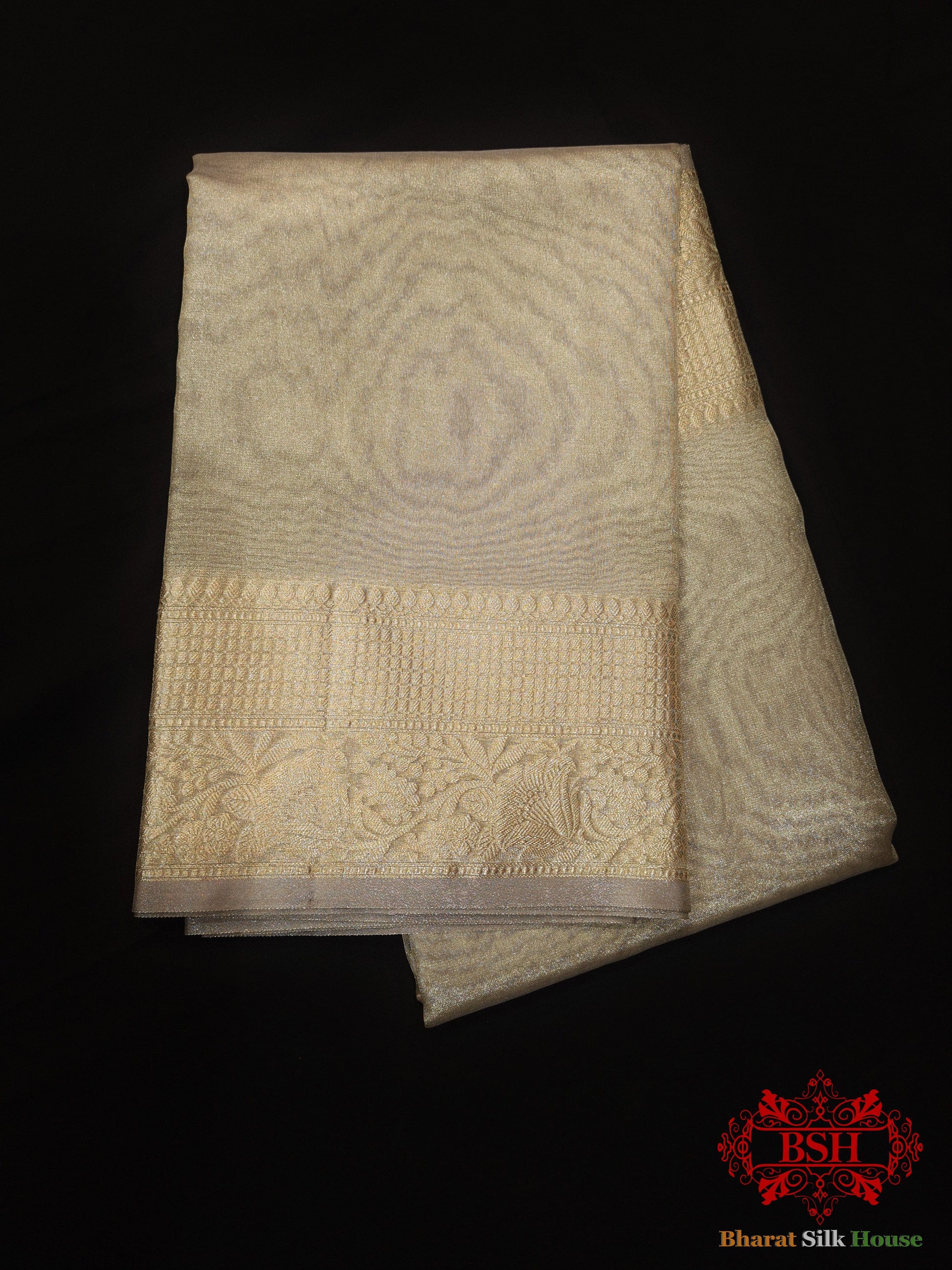 Grey Color Glass Tissue Silk Saree - Bharat Silk House