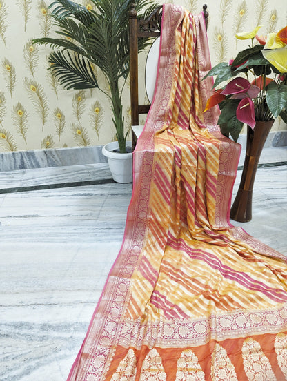 Handbrush Dyed Chiffon Multicolor Saree - Bharat Silk House