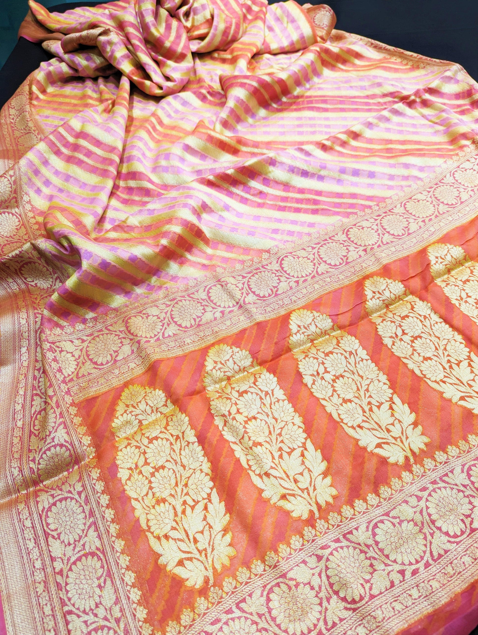 Handbrush Dyed Chiffon Multicolor Saree - Bharat Silk House