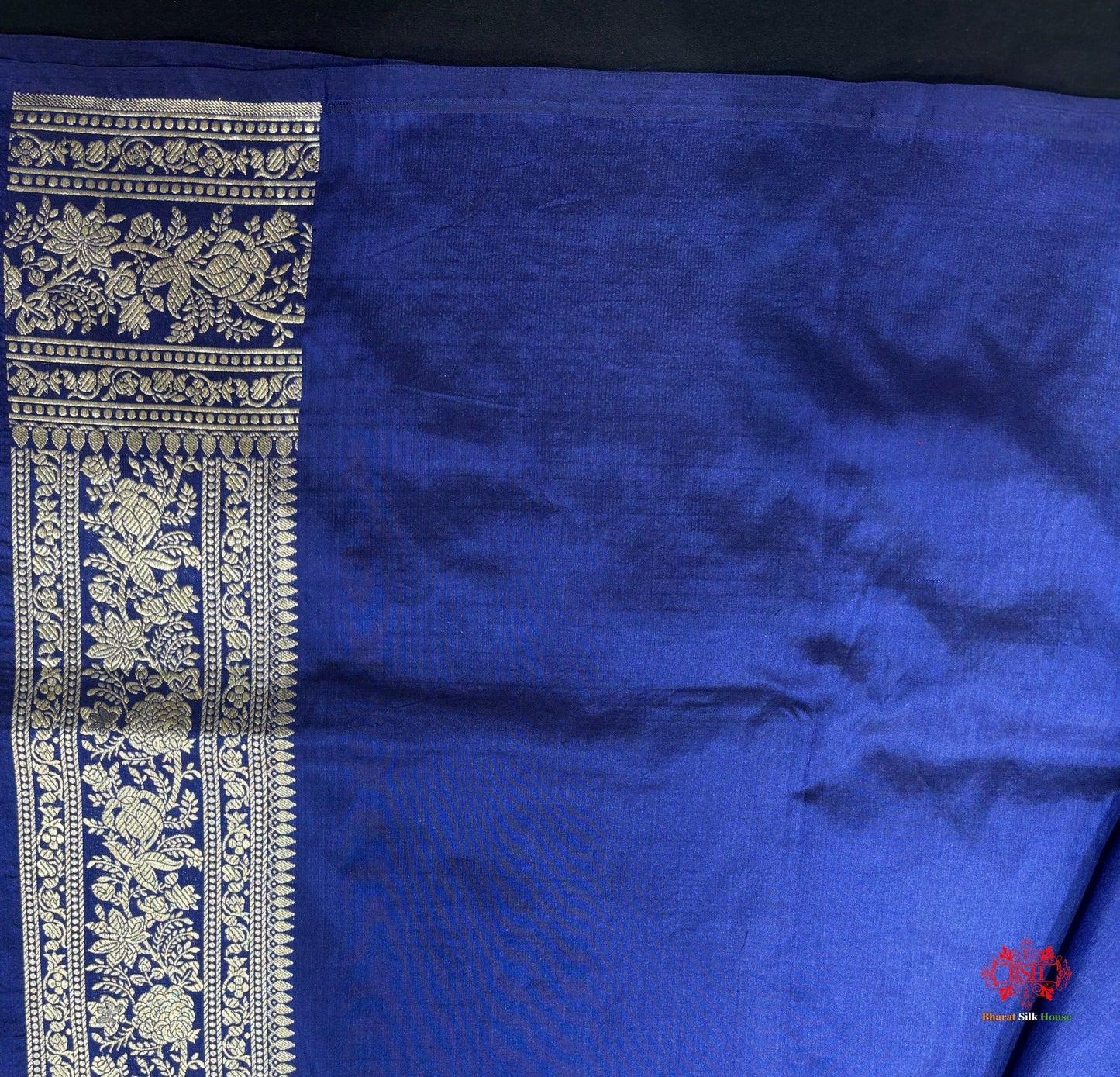 Handloom Banarasi Pure Katan Silk All Over Floral Booti In Shades Of Royal Blue - Bharat Silk House Pure Kataan Silk