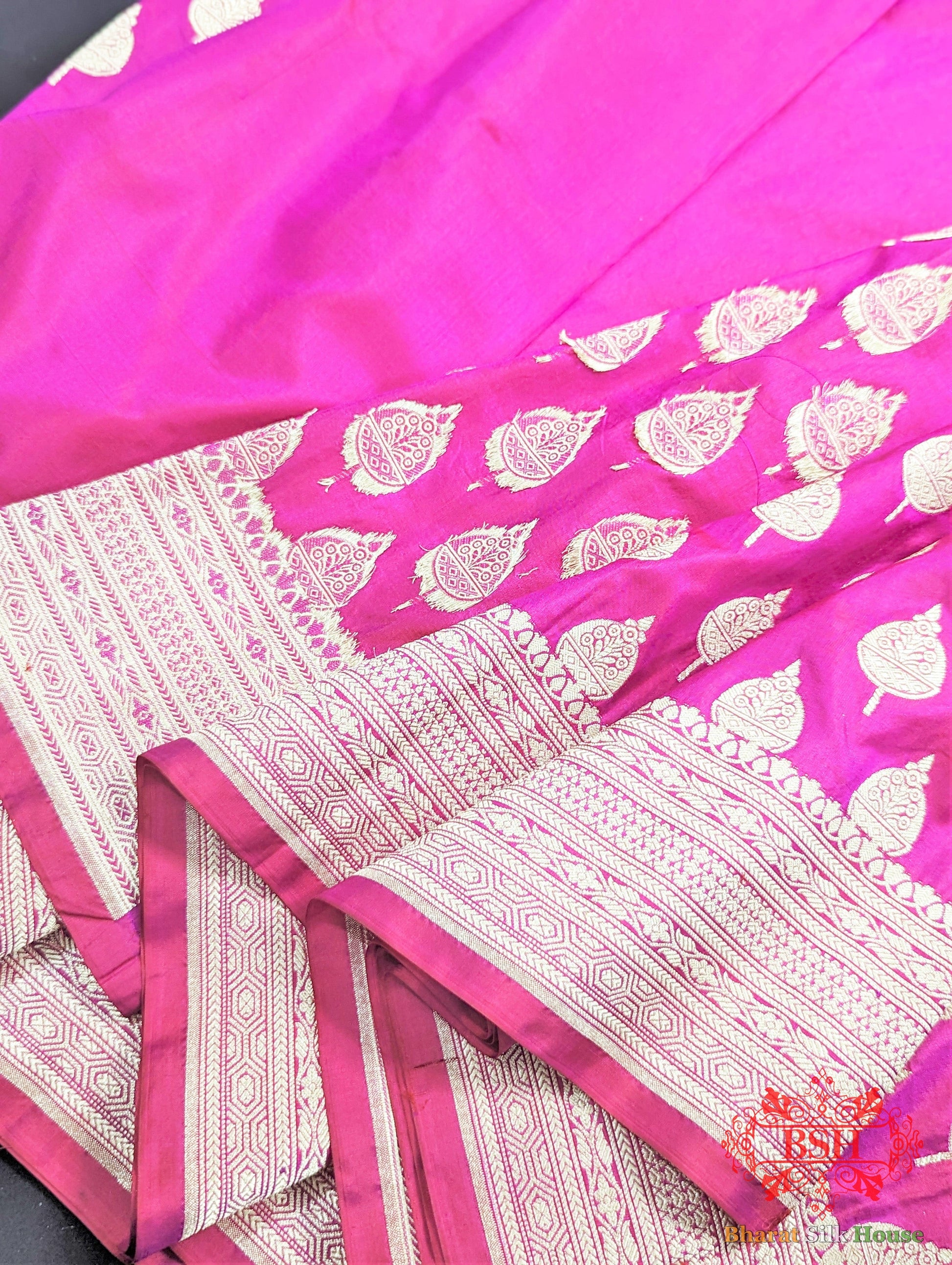 Handloom Banarasi Pure Katan Silk Floral Booti In Shades Of Pink - Bharat Silk House