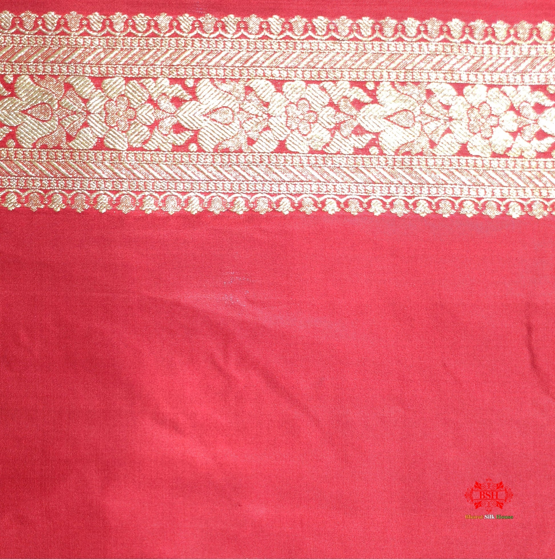 Handloom Banarasi Pure Katan Silk Floral Booti In Shades Of Red - Bharat Silk House