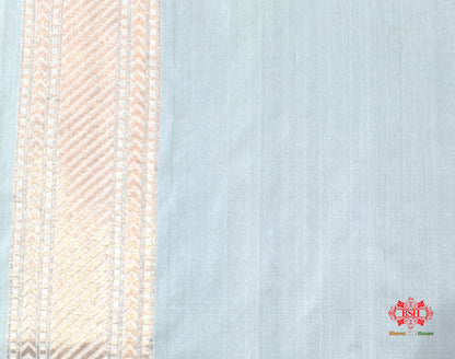 Handloom Banarasi Pure Katan Silk Floral Booti In Shades Of White - Bharat Silk House