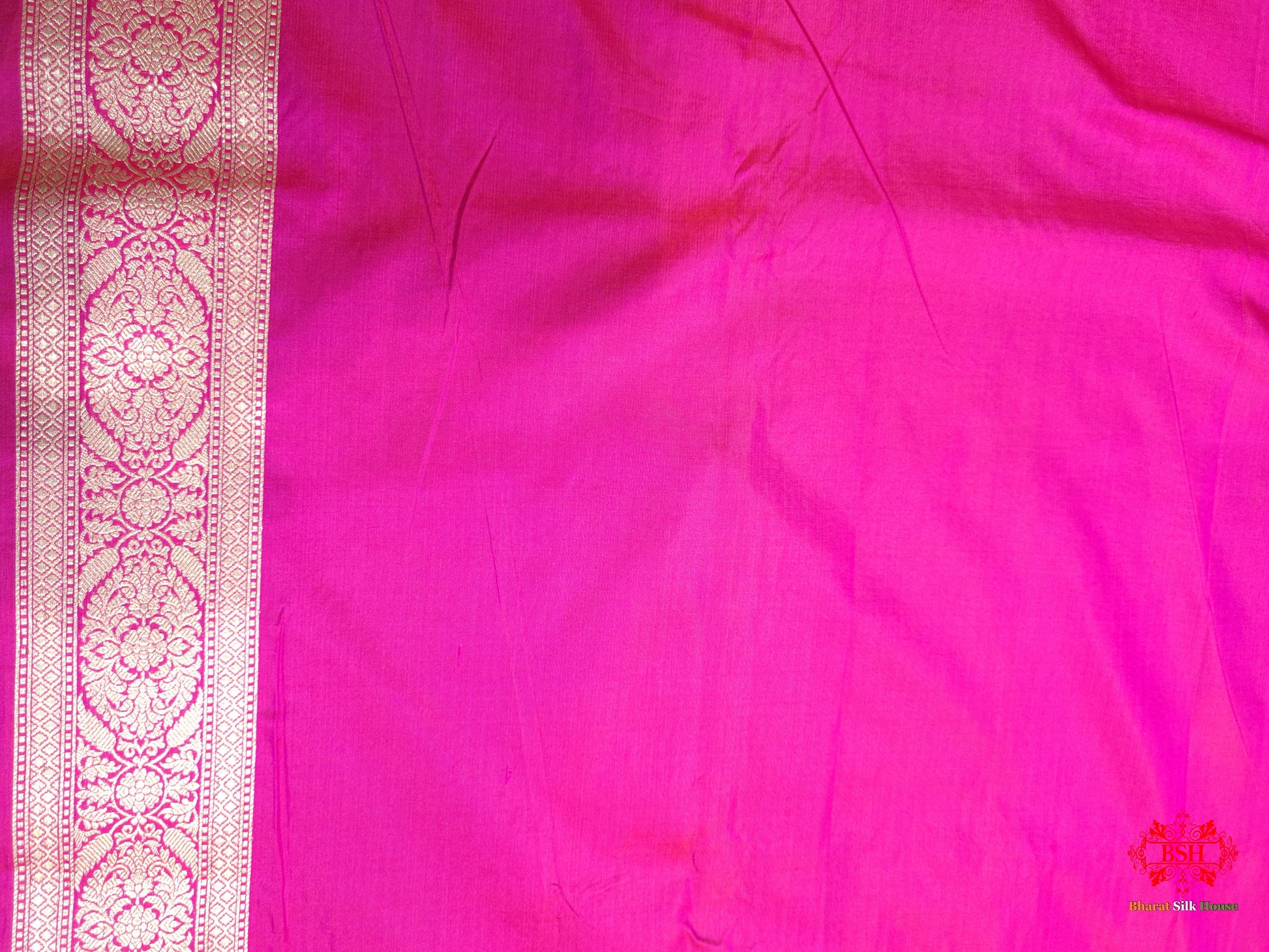 Handloom Banarasi Pure Katan Silk Floral Jaal In Shades Of Pink - Bharat Silk House