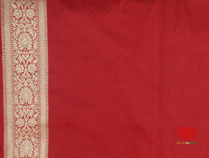 Handloom Banarasi Pure Katan Silk Floral Jaal In Shades Of Red - Bharat Silk House