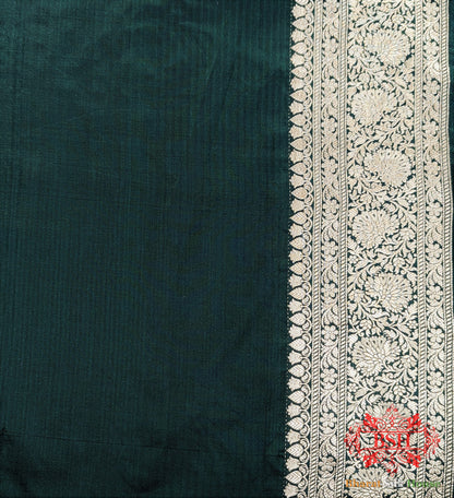 Handloom Banarasi Pure Katan Silk Opara With Floral Jaal In Shades Of Green - Bharat Silk House