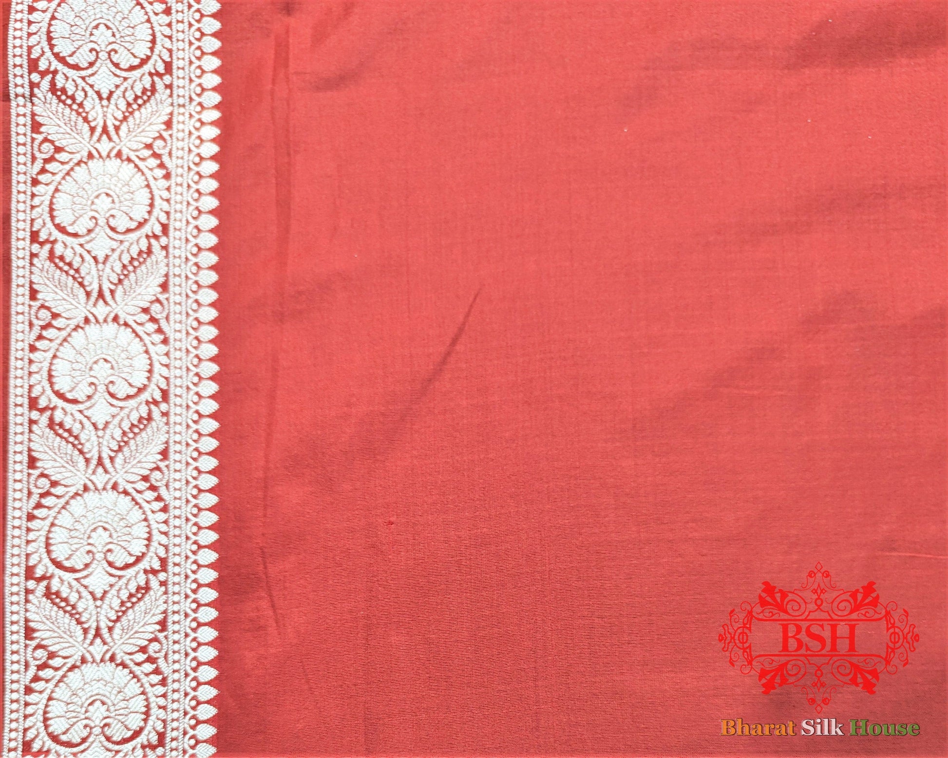 Handloom Banarasi Pure Katan Silk Saree Floral Jaal In Shades Of Red - Bharat Silk House