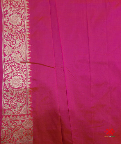 Handloom Banarasi Shikargah Katan Silk Saree In Shades Of Pink - Bharat Silk House