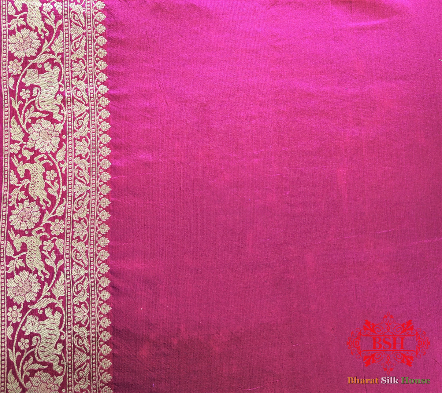 Handloom Banarasi Shikargah Katan Silk Saree In Shades Of Pink - Bharat Silk House