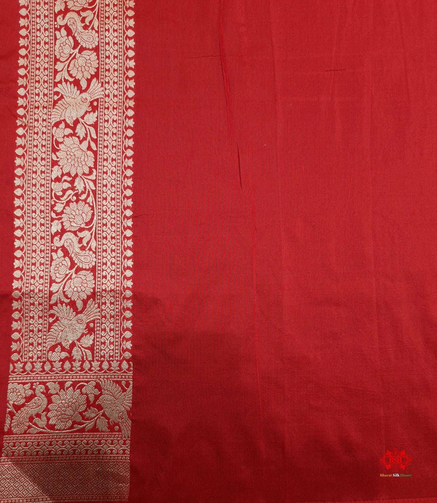 Handloom Banarasi Shikargah Katan Silk Saree In Shades Of Red - Bharat Silk House