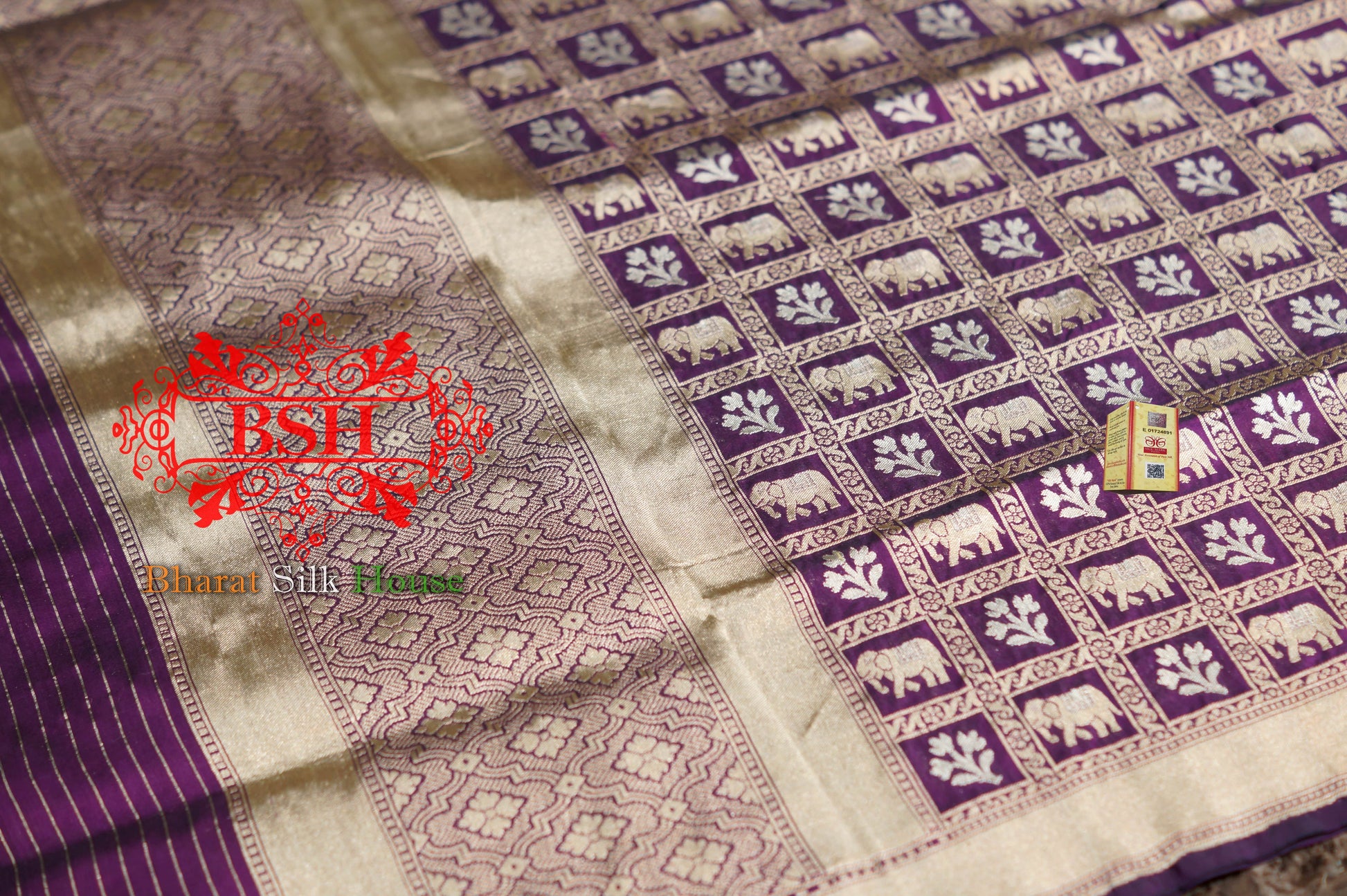 Hickory Purple Pure Kataan Silk Sona Rupa Dupatta - Bharat Silk House