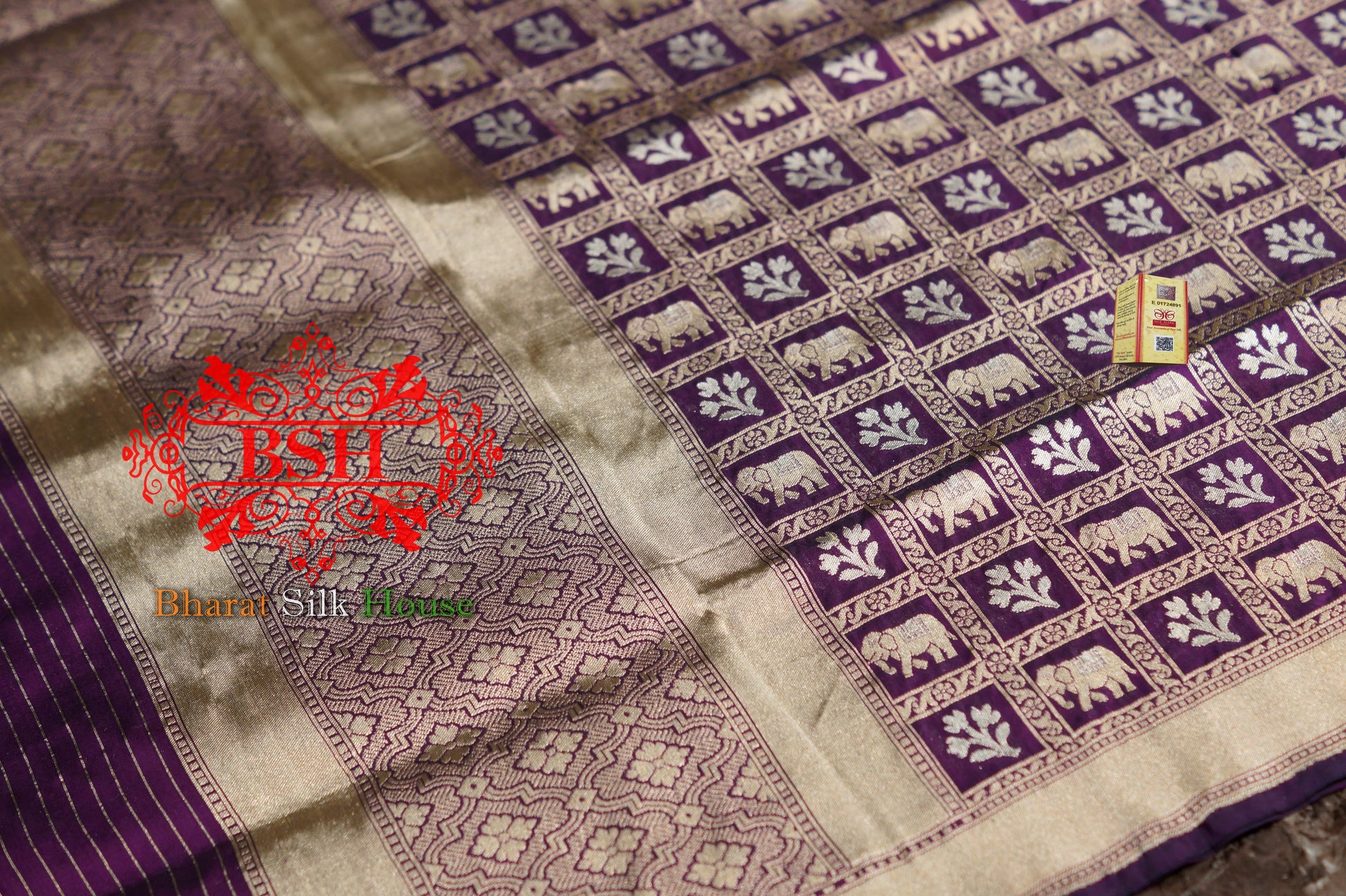 Hickory Purple Pure Kataan Silk Sona Rupa Dupatta - Bharat Silk House