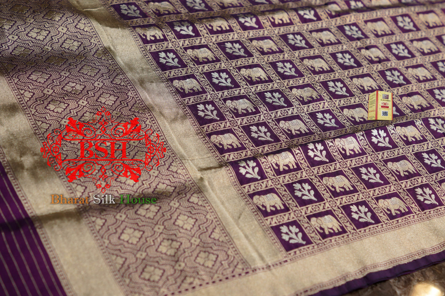 Hickory Purple Pure Kataan Silk Sona Rupa Dupatta - Bharat Silk House