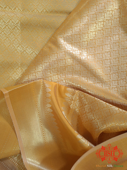 Honey Shades Of Yellow Banarasi Brocade Semi Silk Dupatta - Bharat Silk House