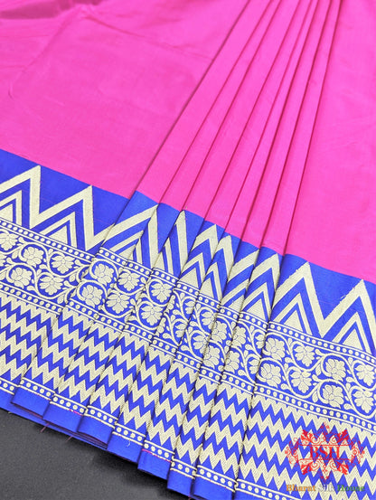 Hot Pink Pure Katan Silk Banarasi Handloom Saree - Bharat Silk House