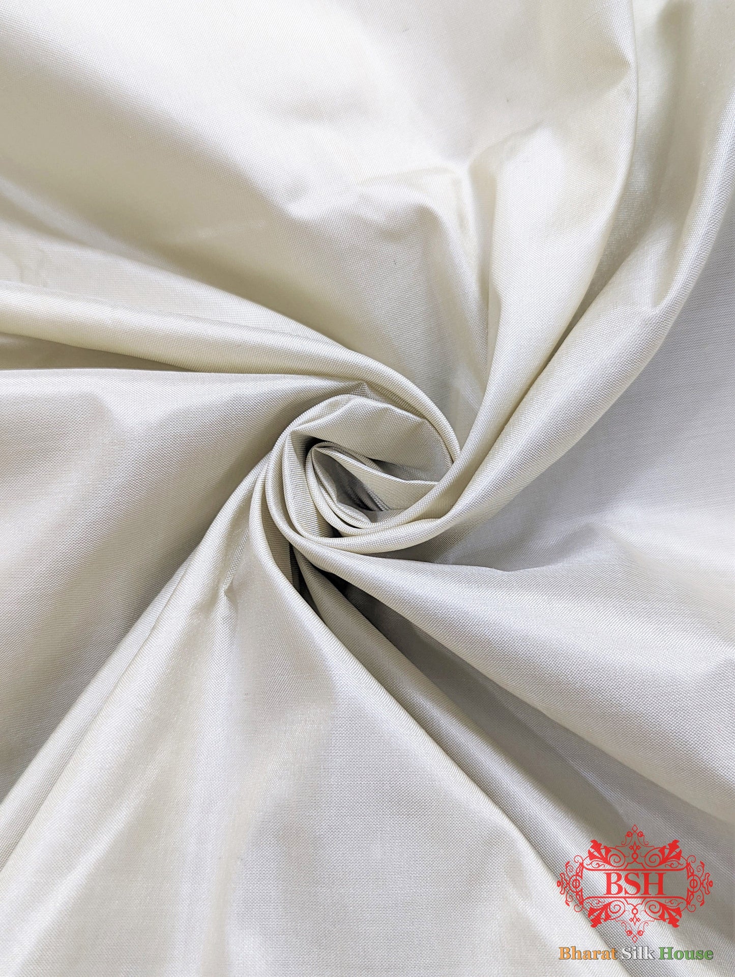 Ivory Pure Katan Silk Banarasi Handloom Saree - Bharat Silk House