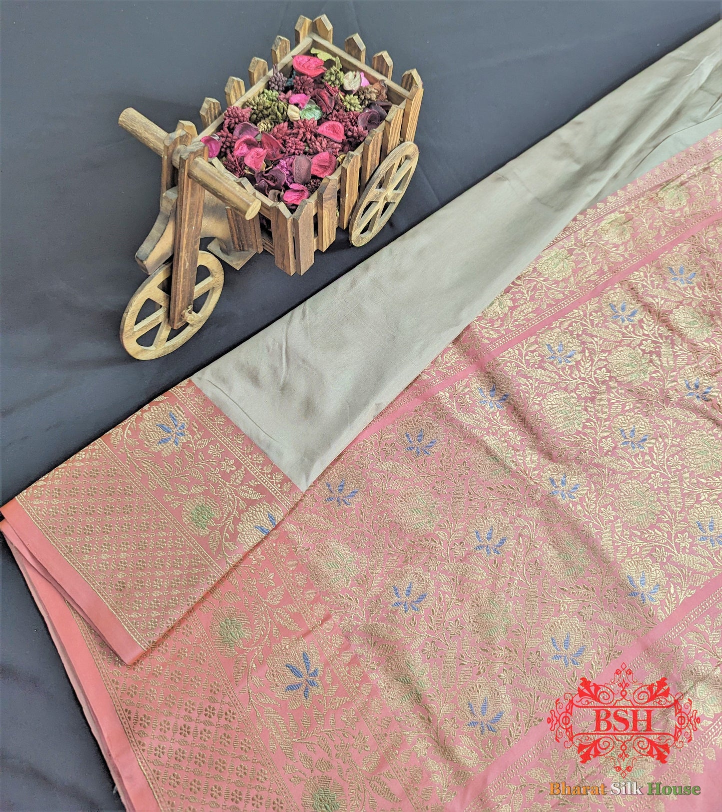 Ivory Pure Katan Silk Banarasi Handloom Saree - Bharat Silk House