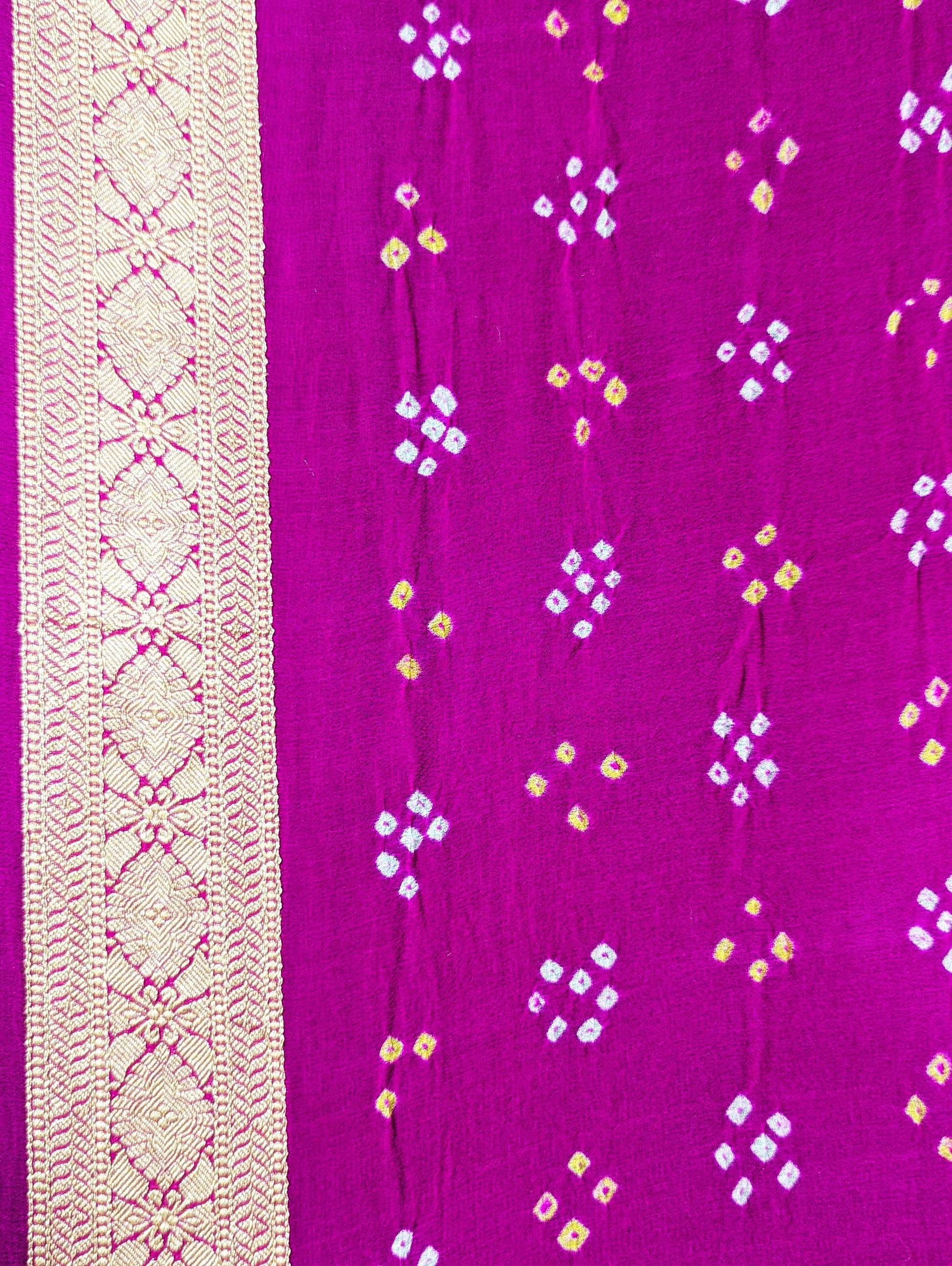 Khaddi Georgette Saree With Bandhani Print In Shades Of Pink - Bharat Silk House