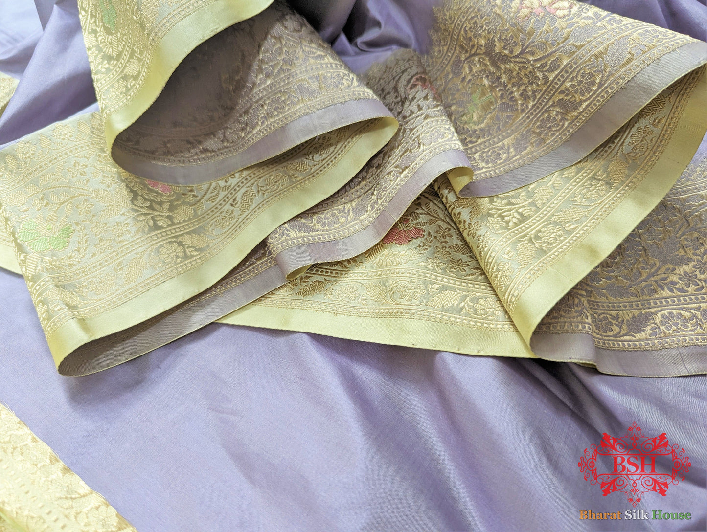 Lavender Pure Katan Silk Banarasi Handloom Saree - Bharat Silk House