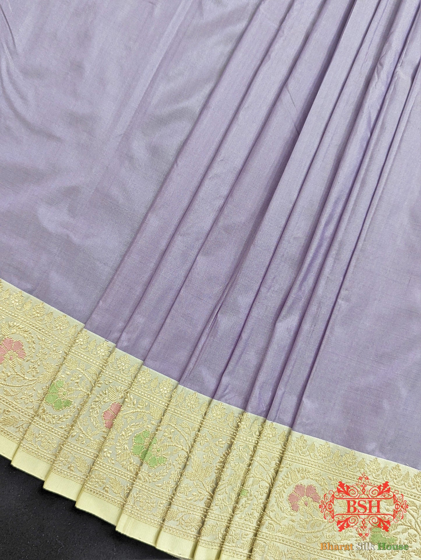 Lavender Pure Katan Silk Banarasi Handloom Saree - Bharat Silk House