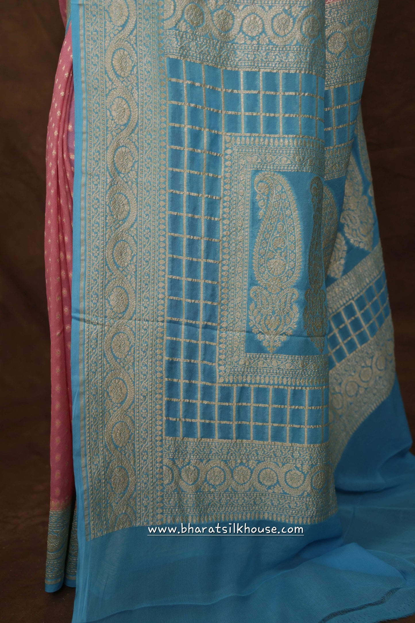 Light Pink Pure Chiffon All Over Booti Saree - Bharat Silk House