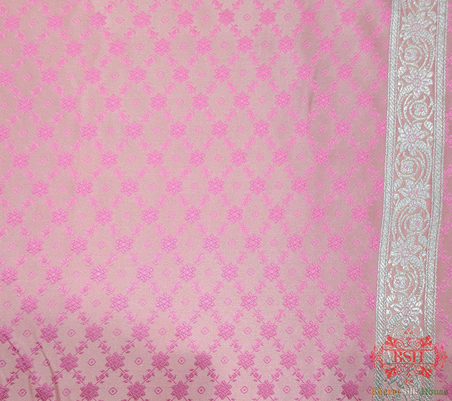 Light Pink Single Zari Tanchoi Silk Saree - Bharat Silk House