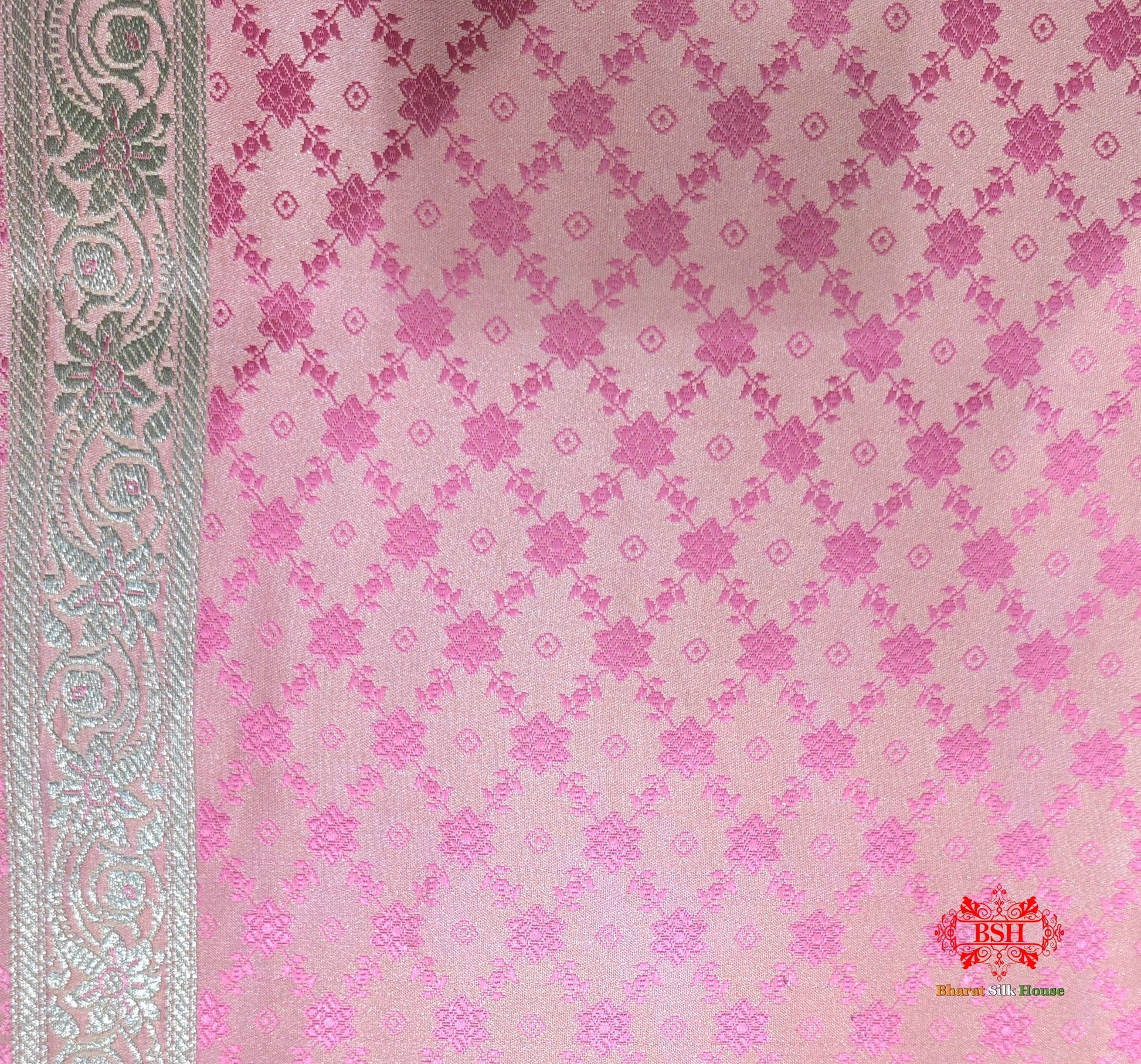 Light Pink Single Zari Tanchoi Silk Saree - Bharat Silk House