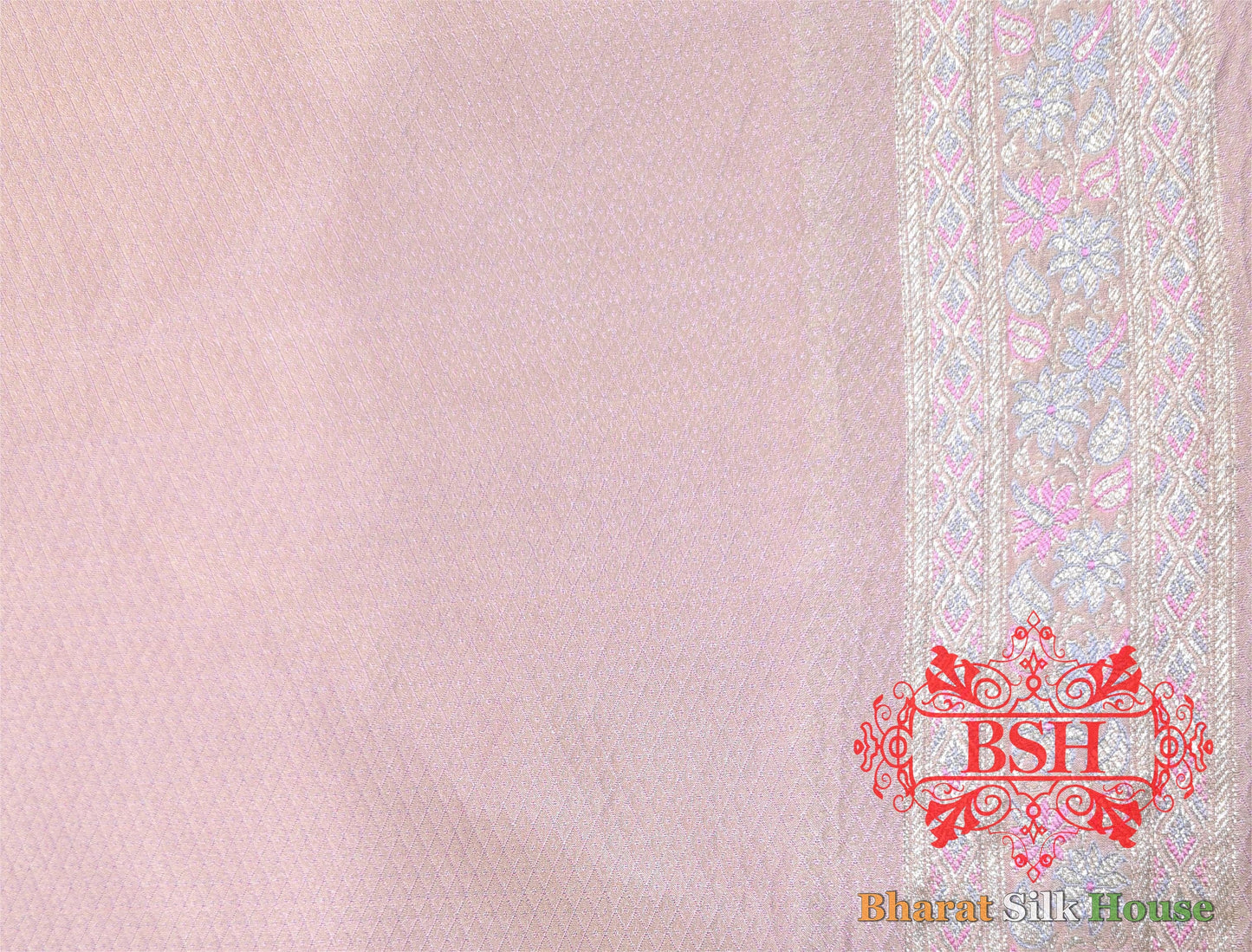 Light Shades Of Pink Dohri Resham Zari Booti Tanchoi Silk Saree - Bharat Silk House