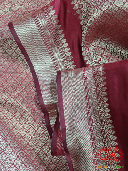 Light Shades Of Wine Banarasi Brocade Semi Silk Dupatta - Bharat Silk House