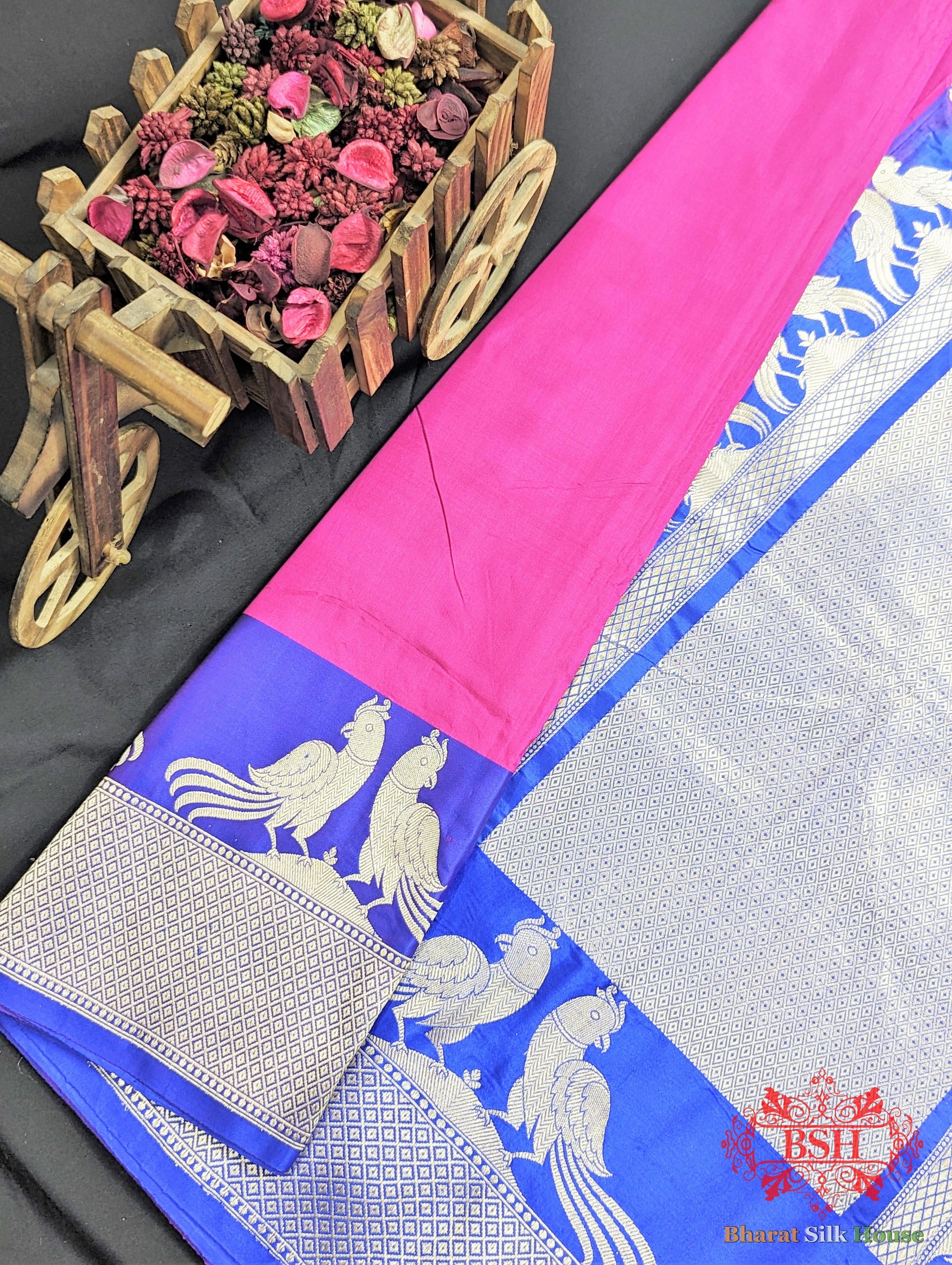 Magenta Pure Katan Silk Banarasi Handloom Saree - Bharat Silk House