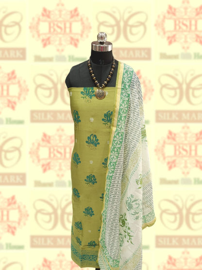 Mehnadi Green Pure Cotton Block Print 2pcs Suitsets - Bharat Silk House