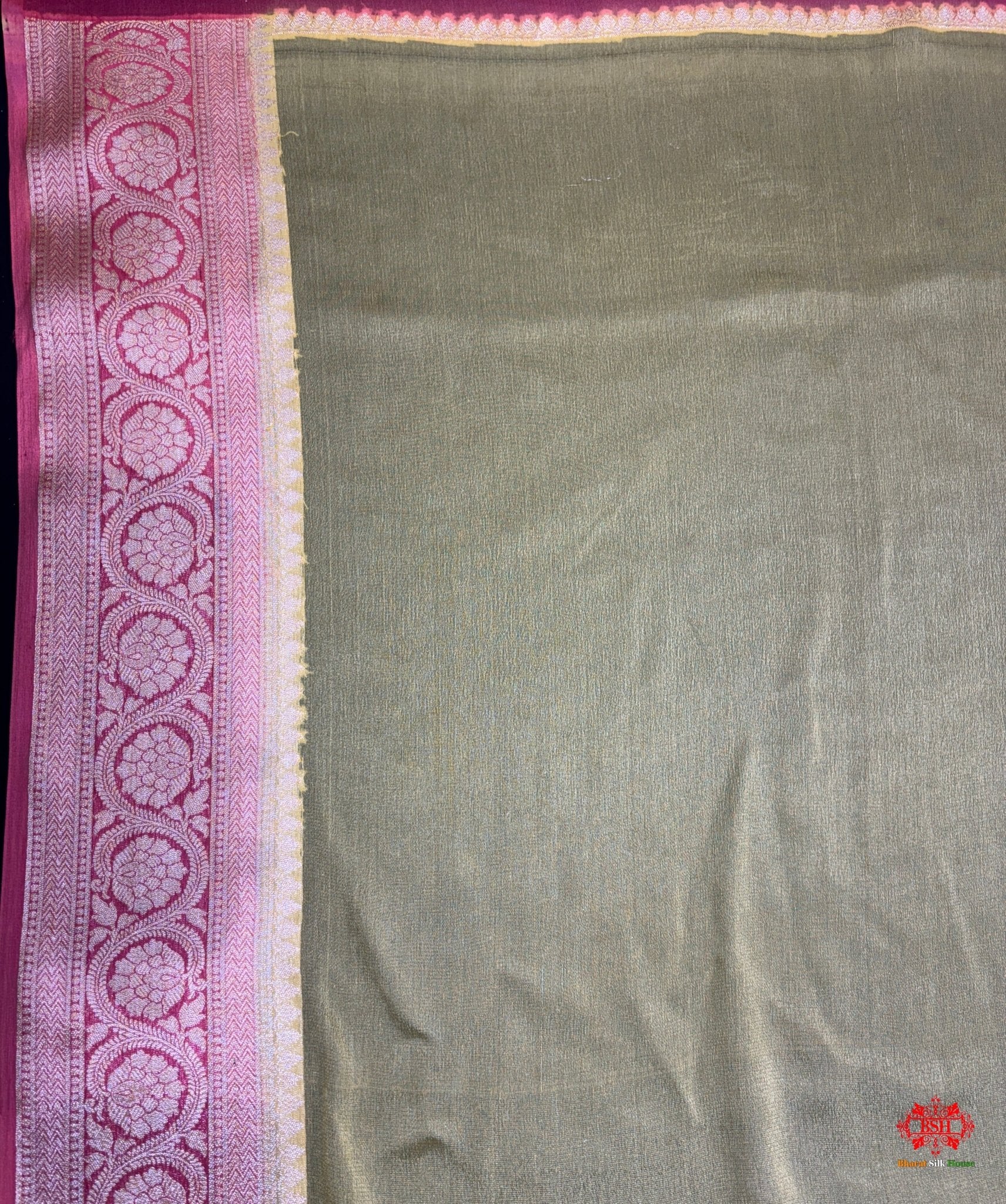 Multi Colour Handbrush Dyed Pure Chiffon All Over Flower Jaal Silk Saree - Bharat Silk House Chiffon Sarees